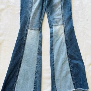 Two-Tone Flare Jeans for Women